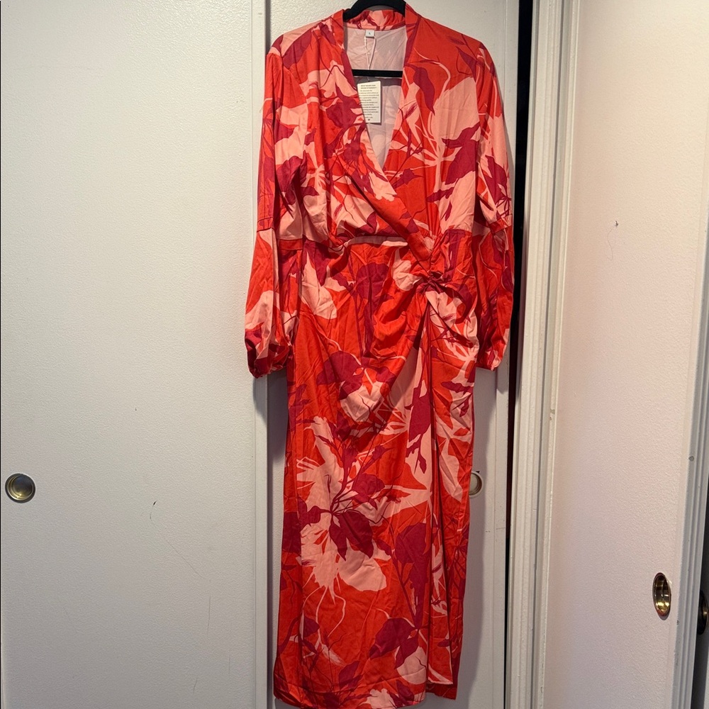 Floral Red Wrap Dress